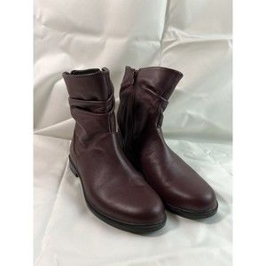 Hotter Womens Sz 6.5 Chester Boots Leather Slouch Wine Zip Ankle Made in England